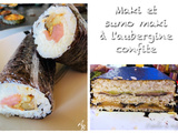 Maki à l’aubergine confite et au saumon et sumo maki