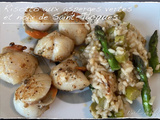 Risotto aux asperges vertes et noix de Saint-Jacques snackées