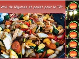 Wok de légumes et poulet à l’asiatique pour le nouvel an chinois ou fête du Têt