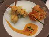 Brochettes croustillantes langoustines-champignons