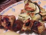 Brochettes moelleuses poulet-champignons