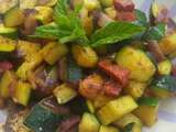 Courgettes sautées chorizo-amandes