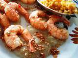 Gambas poêlées et coulis d'artichaut