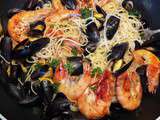 Spaghettis moules-gambas