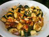 Wok de courgettes-raisins, amandes