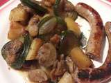 Wok pommes de terre-courgettes-champi