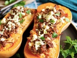 Butternut farci au riz, boeuf et feta