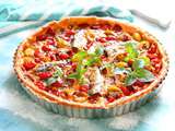 Tarte au fromage frais, tomates cerises et sardines