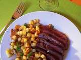 Magret de canard et pommes de terre au piment d'Espelette