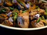 Boeuf Sauté aux Haricots Plats & Champignons aux Herbes