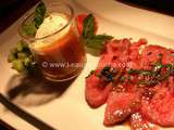 Carpaccio de Boeuf & sa Verrine de Gaspacho avec Mozzarella