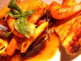 Penne Au Saumon-Moules-Crevettes Cuits Sous Sa Croûte De Pain Au Four