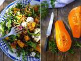 Salade de lentilles, courge butternut et chèvre frais