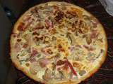 Quiche, jambon, p'tit lardon, champignons