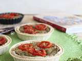 Mini tartes avec crème d’aubergines et tomates confites