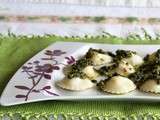 Raviolis avec féta, tomates confites et pesto (sans gluten)