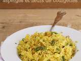 Riz pilaf aux asperges et fleurs de courgettes