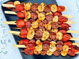 Brochettes terre-mer à la crevette et au chorizo