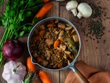 Cocotte de lentilles au tofu fumé