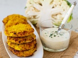 Croquettes de chou-fleur au parmesan, sauce yaourt tahin