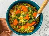 Dahl de lentilles corail aux légumes de printemps