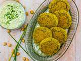 Falafels de lentilles et pois chiches au four et sauce yaourt-concombre