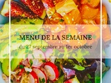 Menu de la semaine du 27 septembre au 1er octobre