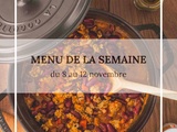 Menu de la semaine du 8 au 12 novembre