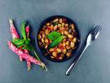 Salade de haricots borlotti aux tomates confites et basilic