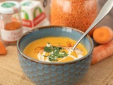 Velouté de carottes et lentilles corail au chèvre frais