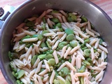 Rigatonis aux fèves et petits pois