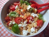 Salade de lentilles corail, tomates, féta