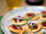 Pizzette chorizo / piquillos à déguster avec du cidre rosé Val de Rance