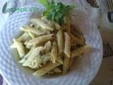 Penne à la crème de fèves et menthe-Recettes de Enzo