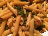 Penne aux aubergines et petits pois