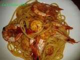 Spaghetti aux gambas- Recettes de Enzo