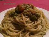 Spaghettis au pesto de roquette et tomates cerises