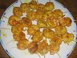 Brochettes de gambas sautées