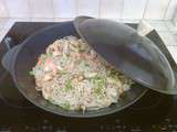 Wok de nouilles chinoises aux crevettes et poulet