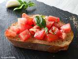 Bruschetta tomates, ail, basilic