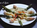 Asperges vertes langoustines sauce curry