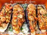 Barquettes d’aubergines aux crevettes