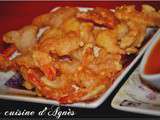 Crevettes frites sauce aigre douce