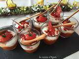 Verrines au chutney de tomates cerise mousse de feta chorizo