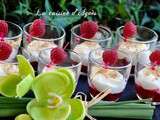 Verrines de mousse au chocolat blanc et framboises au confit de pétales de rose