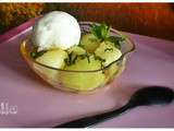 Billes de melon et sorbet au citron vert