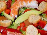 Salade ccrevettes, saumon, avocat