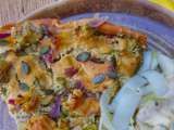 Quiche aux légumes, appareil au yaourt de soja et moutarde douce (vegan)