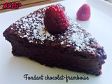 Fondant au chocolat fromage blanc et framboise