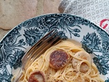 Spaghetti carbonara au boudin blanc